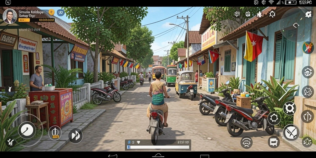 Tampilan gameplay 55RP yang menunjukkan interaksi karakter.