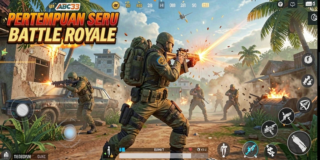 Screenshot ABC33 menunjukkan aksi pertempuran sengit di peta Battle Royale.
