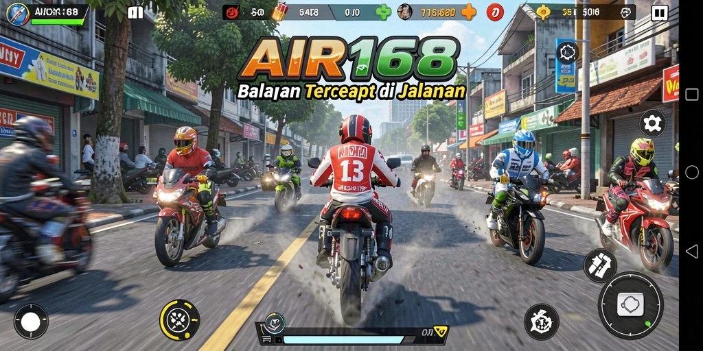 Tangkapan layar AIR168 menampilkan aksi balapan motor yang mendebarkan.