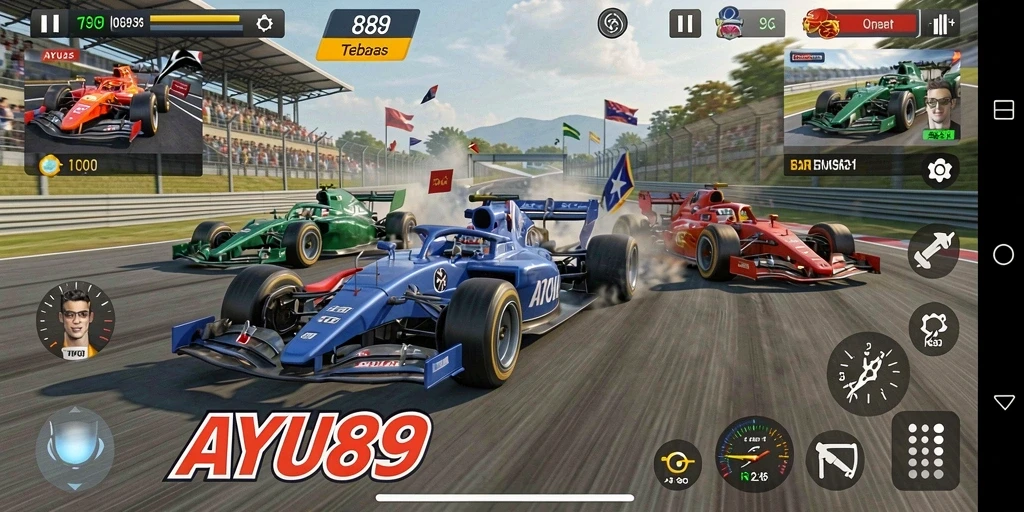 Gameplay AYU89 yang mendebarkan saat balapan.