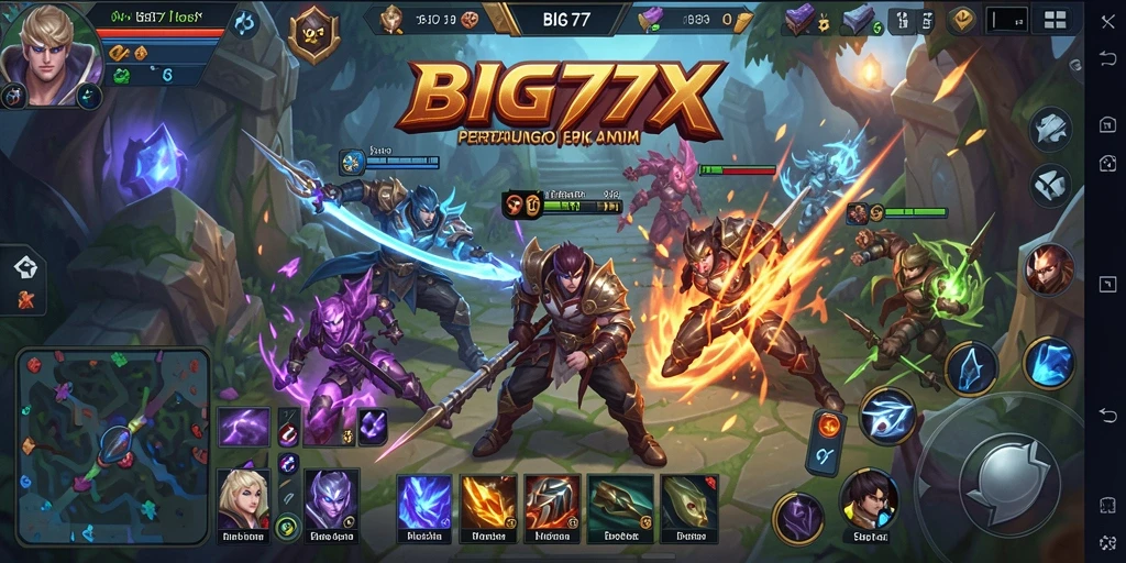 Tampilan gameplay seru di BIG77 dengan pertarungan tim yang mendebarkan.