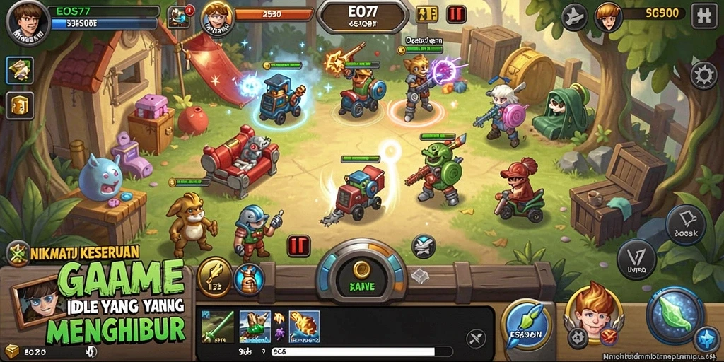Screenshot gameplay EOS77 menampilkan aksi seru dalam mengelola kerajaan.