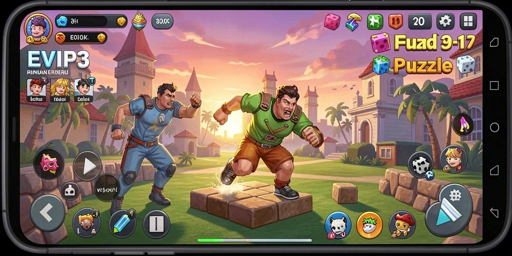 Screenshot gameplay EVIP3 menampilkan tantangan puzzle yang seru.