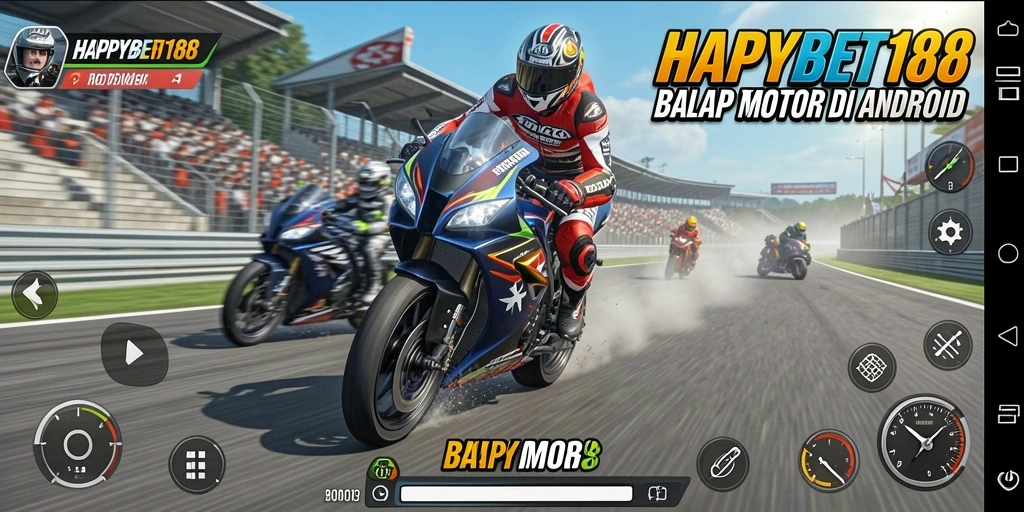 Gambaran gameplay seru di <strong>HAPPYBET188</strong> dengan balapan motor yang mendebarkan.