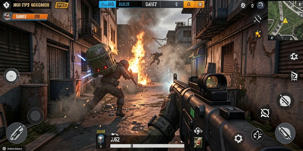 Screenshot gameplay JJ62 menampilkan aksi pertempuran yang mendebarkan.