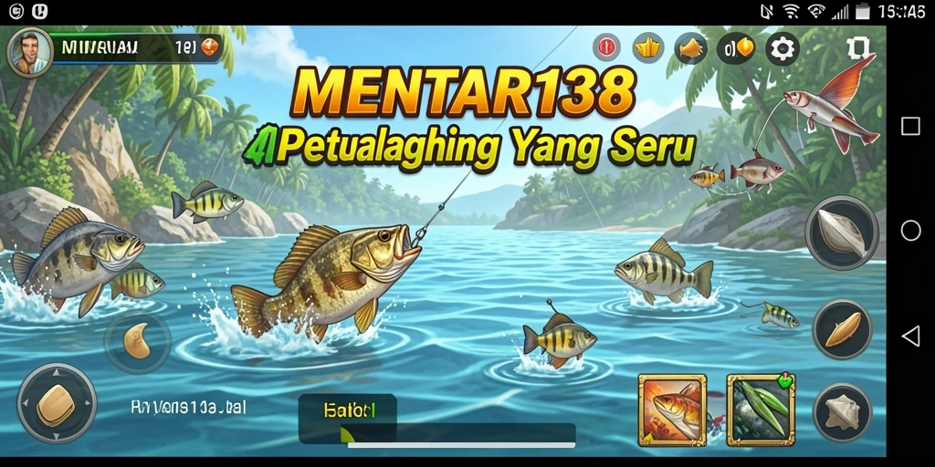 Gameplay MENTARI138 menampilkan aksi memancing yang seru dan mendebarkan.