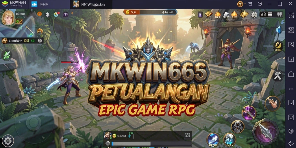 Tampilan gameplay MKWIN666 yang menampilkan pertarungan epik di dunia RPG.