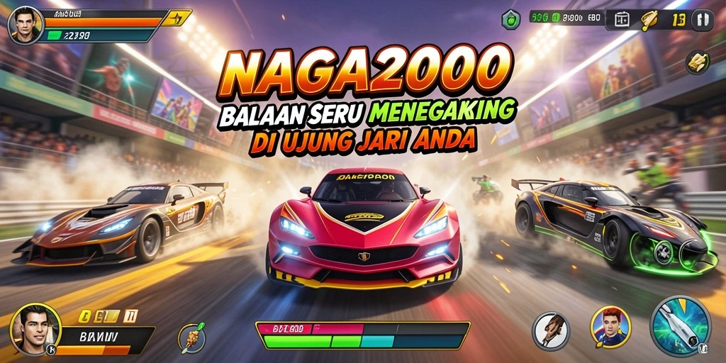 Screenshot gameplay NAGA2000 menunjukkan balapan yang mendebarkan dan penuh aksi.