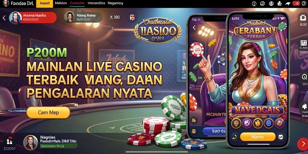 Tangkapan layar gameplay P200M yang menampilkan suasana Live Casino yang mendebarkan.