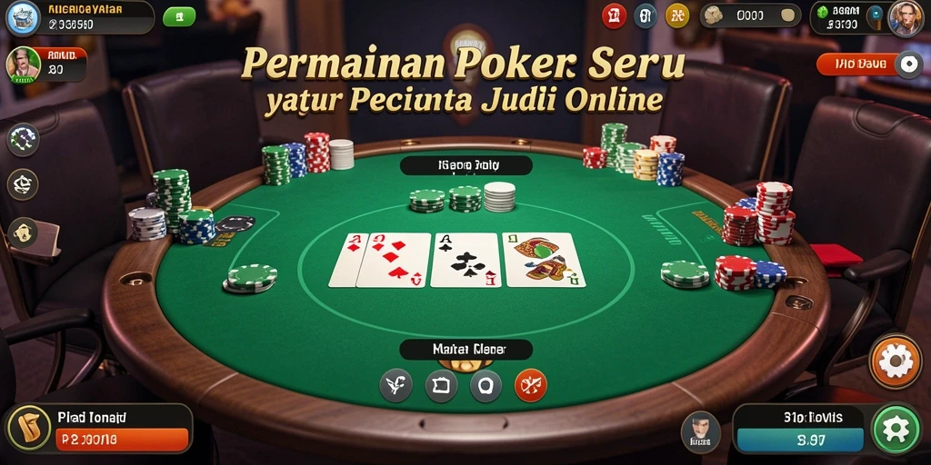 Screenshot permainan poker RI188 dengan antarmuka menarik dan gameplay seru.