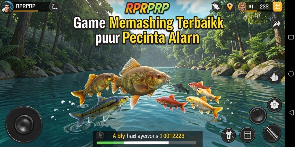 Tampilan gameplay RPRPRP dengan aksi memancing yang seru.