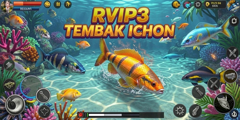 Tampilan gameplay RVIP3 yang menarik dengan aksi menembak ikan.