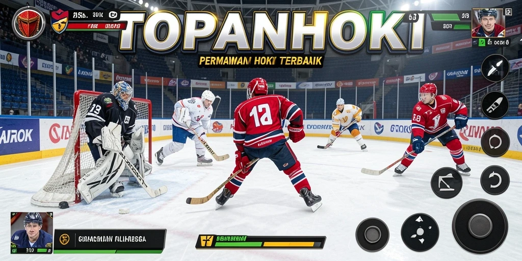 Gameplay menegangkan dalam permainan hoki yang kompetitif.