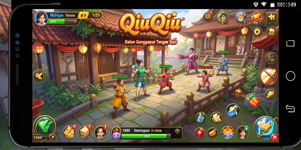 Screenshoot gameplay QiuQiu V89 yang penuh aksi dan strategi.
